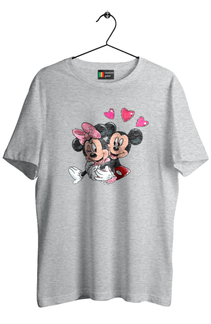 Футболка мужская с принтом Микки Маус и Минни Маус. Mickey mouse, minnie mouse, дисней, микки, микки маус, минни маус, мультфильм. 2070702