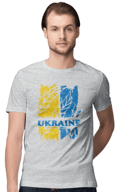 Men`s t-shirt with prints Ukraine ears of wheat. Ears of wheat, symbol of ukraine, ukraine, ukrainian symbols. 2070702
