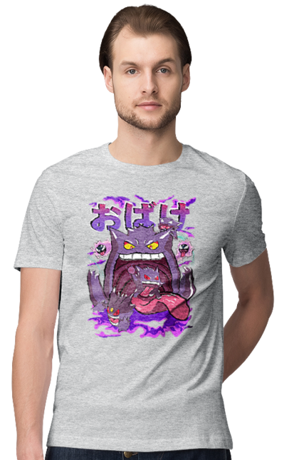 Men`s t-shirt with prints Pokemon Gengar. Anime, fushigibana, games, gengar, nintendo, pokemon, pokemon go. 2070702