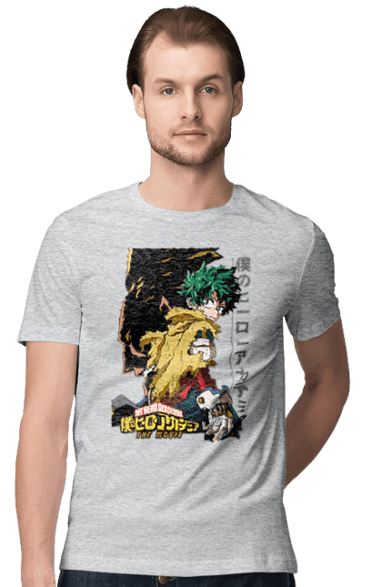 Футболка чоловіча з принтом "Моя академія героїв Мідорія". Izuku, midoriya, my hero academia, аніме, ізуку мідорія, манга, мідорія, моя геройська академія. 2070702