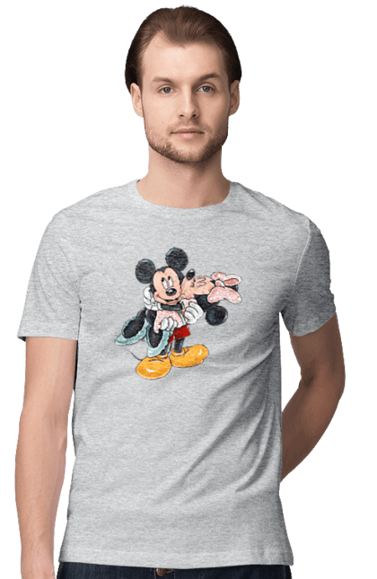 Футболка чоловіча з принтом "Міккі Маус та Мінні Маус". Mickey mouse, minnie mouse, дісней, міккі, міккі маус, мінні маус, мультфільм. 2070702