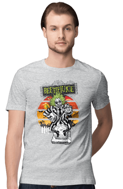 Men's t-shirt with prints Beetlejuice. Beetlejuice, comedy, ghost, horror, movie, tim burton, warner bros. 2070702