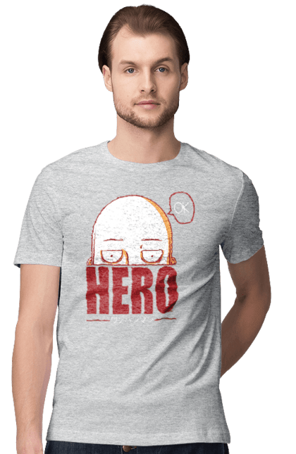 Men's t-shirt with prints One Punch Man. Anime, comedy, manga, one punch man, one punch-man, one-punch man, opm, parody, saitama, superheroes. 2070702