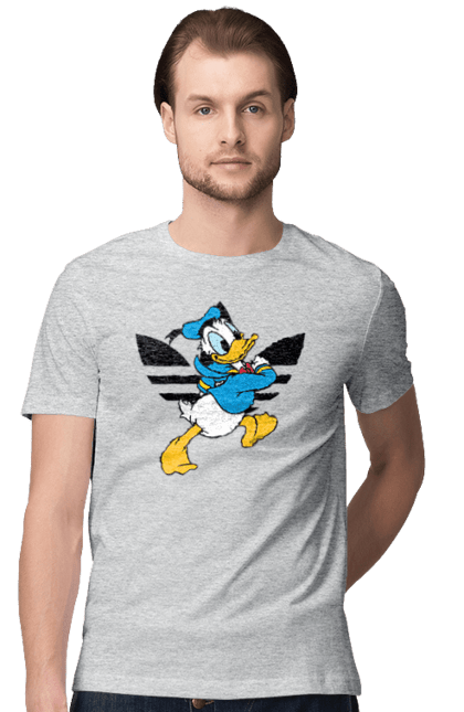 Футболка мужская с принтом Adidas Дональд Дак. Adidas, daisy duck, donald duck, адидас, дейзи дак, дональд дак, мультсериал, мультфильм. 2070702