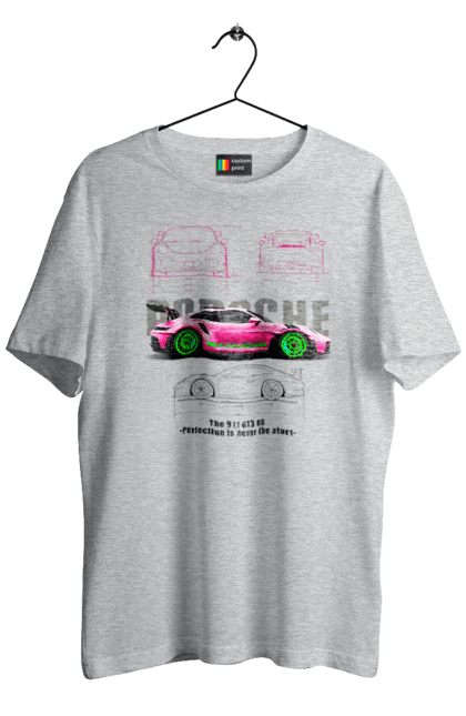 Men's t-shirt with prints Porsche 911 GT3 RS. Auto, automobile, car, porsche, porsche 911, sport, sports car. 2070702