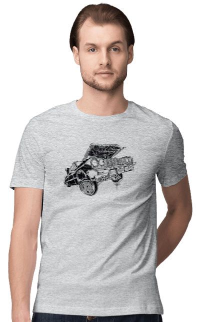 Футболка чоловіча з принтом "Автомобіль". Автомобіль, імпала, класика, лоурайдер, шевроле. 2070702
