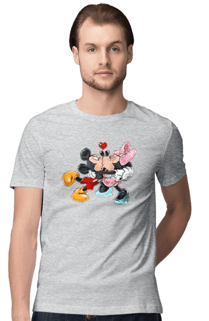 Футболка чоловіча з принтом "Міккі Маус та Мінні Маус". Mickey mouse, minnie mouse, дісней, міккі, міккі маус, мінні маус, мультфільм. 2070702