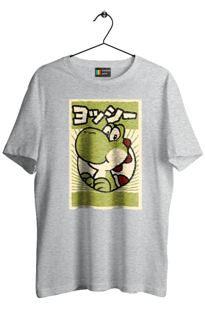 Men's t-shirt with prints Mario Yoshi. Character, dinosaur, games, mario, nintendo, super mario world, yoshi. 2070702