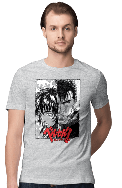 Футболка чоловіча з принтом "Берсерк". Anime, berserk, аниме, банда яструба, берсерк, гатс, гриффит, каска, манга, міура кентаро. 2070702