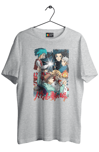 Men's t-shirt with prints Howl's Moving Castle. Calcifer, cartoon, ghibli, haul, howl`s moving castle, moving castle, novel, sophie. 2070702