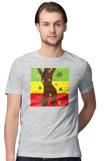 Men`s t-shirt with prints Naked Girl And Hemp. Hemp, naked, smoke, tits. 2070702