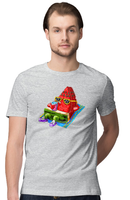 Футболка чоловіча з принтом "Кавун П'є Коктейль". Кавун, коктейль, літо. 2070702