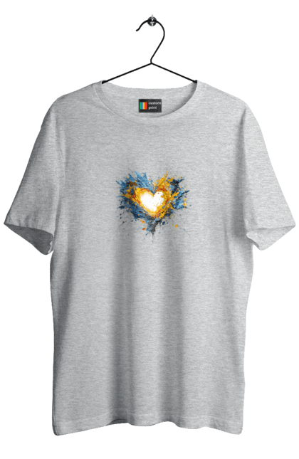 Men`s t-shirt with prints Patriot heart. Heart, patriotic, ukraine, ukrainian, ukrainian flag. 2070702