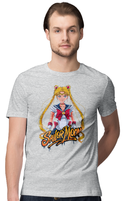 Men's t-shirt with prints Sailor Moon. Anime, drama, magical girl, sailor moon, tv series, usagi tsukino. 2070702