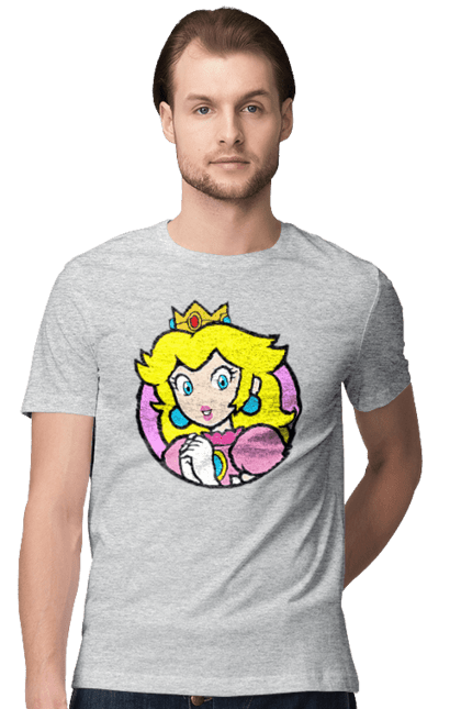 Men's t-shirt with prints Mario Bros. Princess Peach. Character, game, mario, mario bros, nintendo, princess peach, super mario bros. 2070702