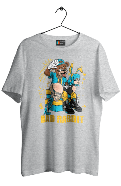 Футболка чоловіча з принтом "Поганий кролик". Бдсм, ведмідь, дівчина, кролик, поганий кролик, прикольна, смішна. 2070702