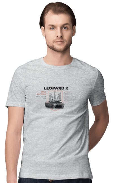 Men`s t-shirt with prints Leopard 2. Industrious, leopard 2, tank, weapon. 2070702