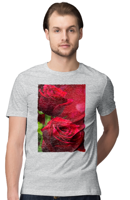 Футболка чоловіча з принтом "Роза". Квіти, красота, роза, чeрвонаквітка, чeрвонароза. CustomPrint.market