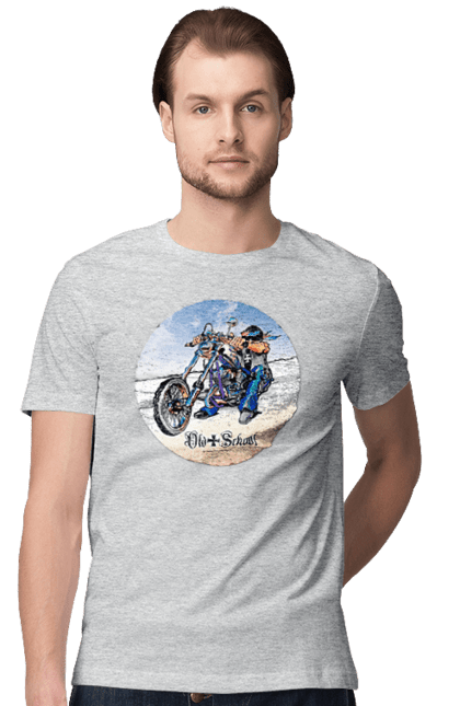 Men`s t-shirt with prints Old school. Auto moto, motorcycle, music band, old hardening, performers, rock band. 2070702