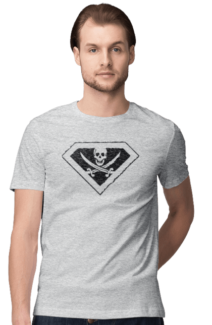 Men`s t-shirt with prints Super pirate. Batman, cinema, comics, marvel, movies, superheroes, superman. 2070702