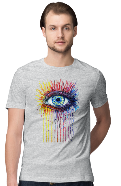 Футболка чоловіча з принтом "Барвисто Тече Око". Очей, фарби. 2070702