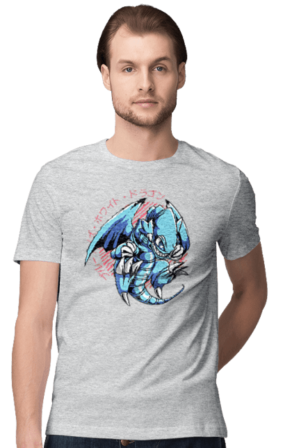 Men's t-shirt with prints Yu Gi Oh! Blue Eyes Toon Dragon. Anime, blue-eyes toon dragon, cards, dragon, game, manga, yu gi oh. 2070702