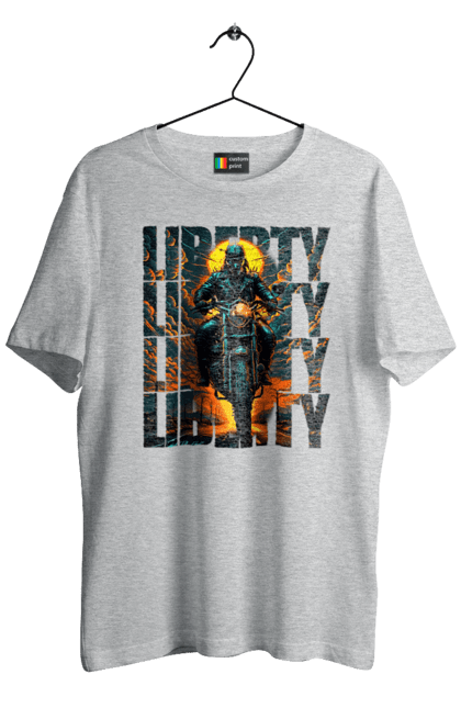 Футболка мужская с принтом Байкер. Байкер, мотоциклист, путешествие, свобода, туризм. 2070702