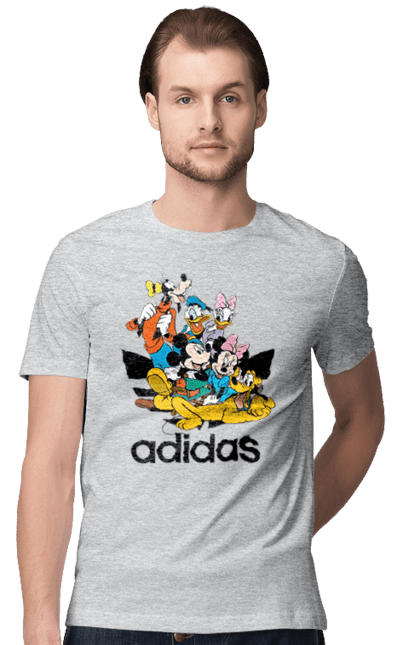 Футболка мужская с принтом Adidas Микки Маус. Adidas, mickey mouse, адидас, дисней, микки, микки маус, мультфильм. 2070702