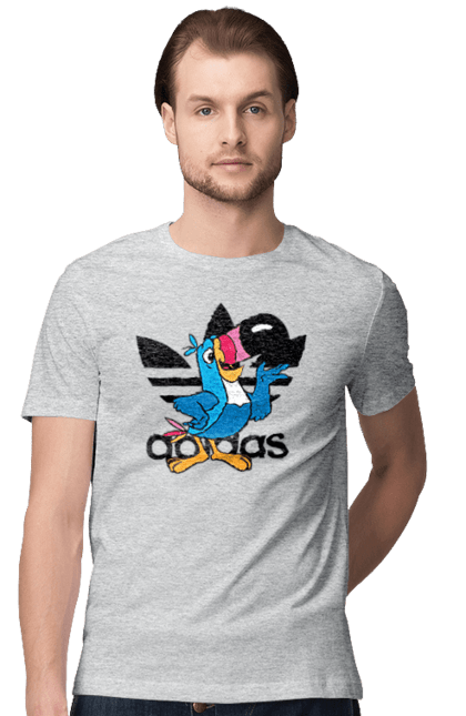 Футболка мужская с принтом Adidas Тукан Сэм. Adidas, froot loops, toucan sam, адидас, москот, тукан сэм. 2070702