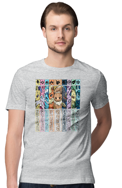 Men's t-shirt with prints Pokemon Eeveelutions. Eevee, eeveelutions, nintendo, pokemon, pokemon go, umbreon. 2070702