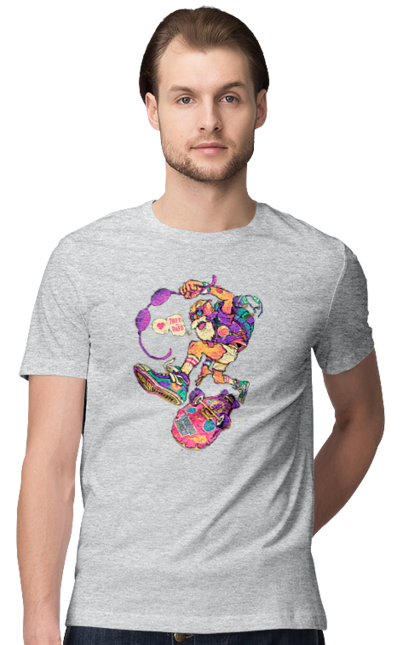 Футболка чоловіча з принтом "Дід на хвилі". Будь молодим, вогонь, ганяй, грай, дід та скейт, драйв, крутий дід, молодість у душі, спорт, старість. 2070702