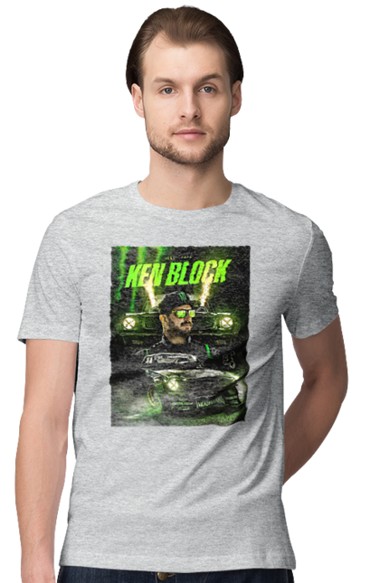 Футболка мужская с принтом Кен Блок. Ken block, гонщик, кен блок, машины. 2070702