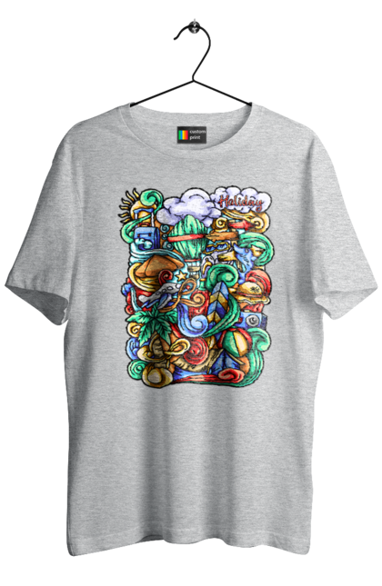 Футболка чоловіча з принтом "Канікули відпочинок арт". Відпочинок, канікули, літо, море, пляж, подорож. 2070702