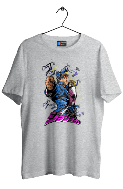 Футболка мужская с принтом ДжоДжо Джотаро. Jojo, jojo’s bizarre adventure, jotaro, jotaro kujo, аниме, джотаро, джотаро куджо, манга, невероятные приключения. 2070702