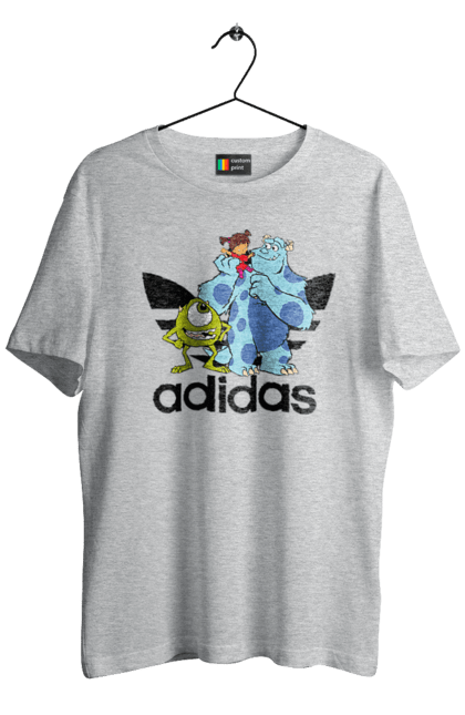 Футболка мужская с принтом Adidas Корпорация монстров. Adidas, monsters inc, pixar, адидас, корпорация монстров, мультфильм. 2070702