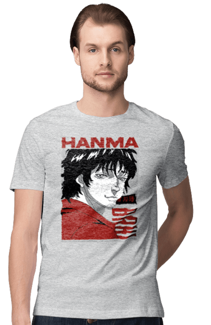 Футболка чоловіча з принтом "Боєць Баки". Anime, hanma baki, manga, аніме, боєць баки, бойові мистецтва, манга, серіал. 2070702