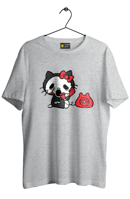 Футболка чоловіча з принтом "Хелло Кітті Хелловін". Halloween, hello kitty, бренд, кіт, кошеня, персонаж, хелло кітті, хелловін. 2070702