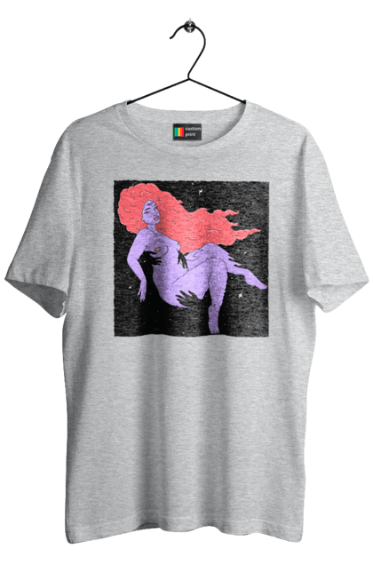 Футболка чоловіча з принтом "Фіолетова Дівчина В Чорній Дирі". Дівчина, лапають. 2070702