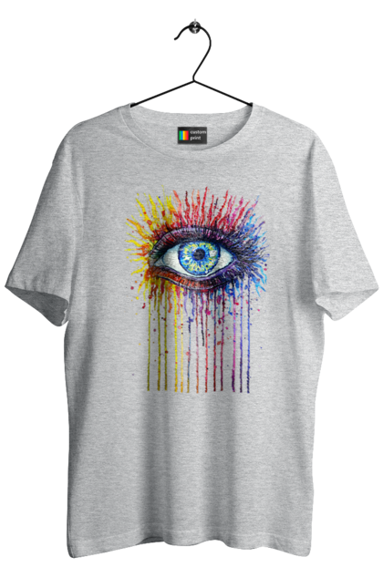 Футболка чоловіча з принтом "Барвисто Тече Око". Очей, фарби. 2070702