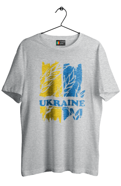 Men`s t-shirt with prints Ukraine ears of wheat. Ears of wheat, symbol of ukraine, ukraine, ukrainian symbols. 2070702