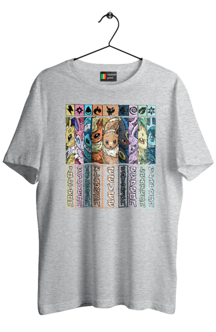 Men's t-shirt with prints Pokemon Eeveelutions. Eevee, eeveelutions, nintendo, pokemon, pokemon go, umbreon. 2070702