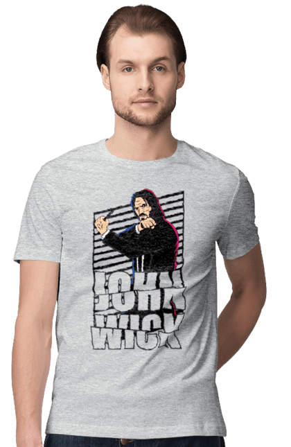 Men's t-shirt with prints John Wick. Action movie, john wick, keanu reeves, killer, movie. 2070702