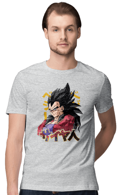 Men's t-shirt with prints Dragon Ball Vegeta. Anime, dragon ball, goku, manga, tv series, vegeta. 2070702