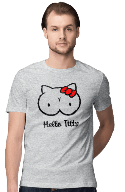 Men`s t-shirt with prints Hello kitty. Beauty, hello, hello kitty, kitty, matured. 2070702