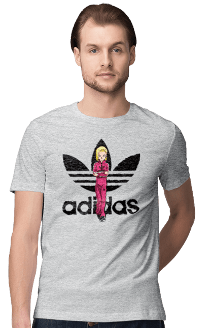 Футболка мужская с принтом Adidas Андроид 18. Adidas, android 18, dragon ball, адидас, андроид 18, аниме, жемчуг дракона, киборг, манга, сериал. 2070702