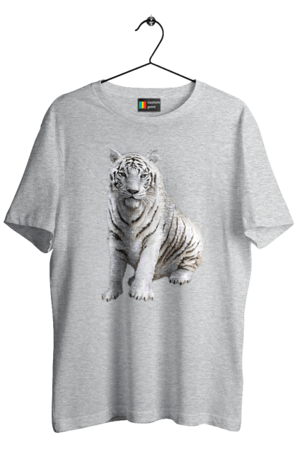 Футболка чоловіча з принтом "Тигр". Білий, тварини, тигр. CustomPrint.market