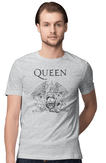 Футболка мужская с принтом Queen. Queen, глэм-рок, группа, квин, музыка, поп-рок, рок, хард-рок. 2070702