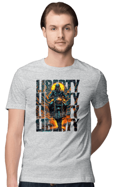 Футболка мужская с принтом Байкер. Байкер, мотоциклист, путешествие, свобода, туризм. 2070702