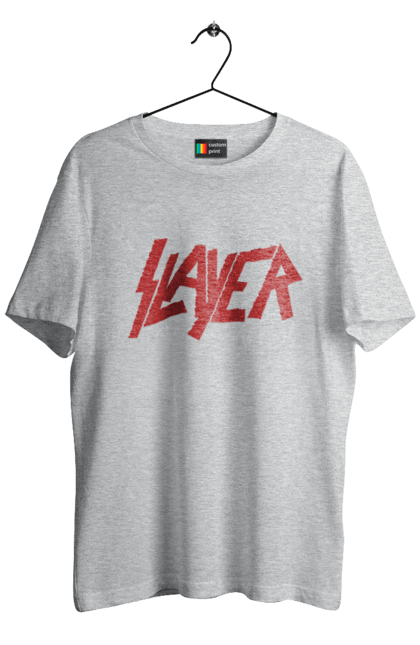 Футболка чоловіча з принтом "Slayer". Slayer, грув метал, група, метал група, музика, ню метал, спід метал, треш метал, череп. 2070702