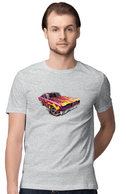 Футболка чоловіча з принтом "Машина вогонь". Їзда, машина, швидкість. 2070702